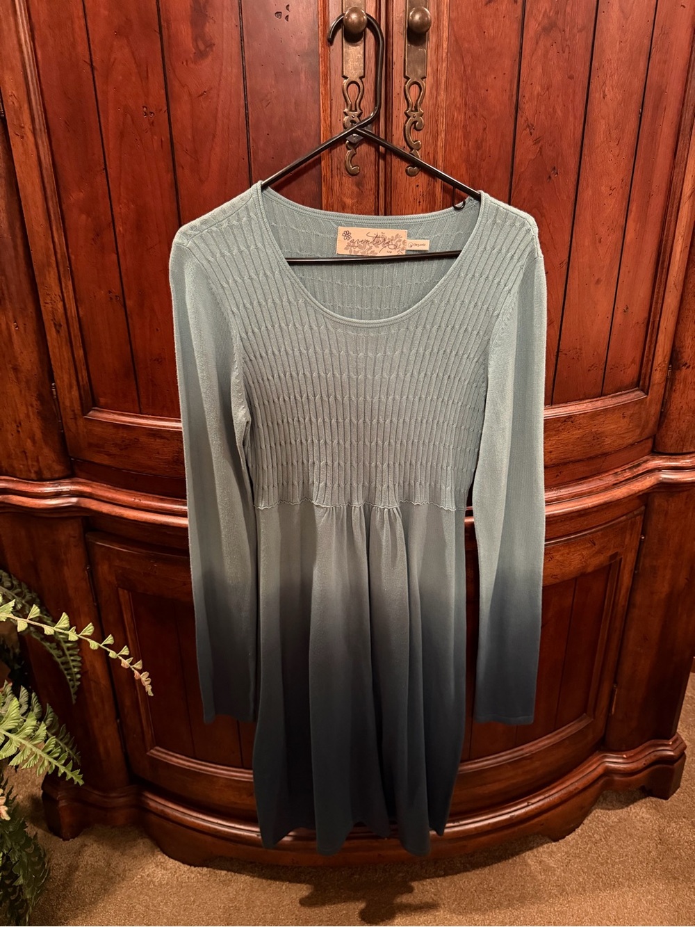 Aventura Teal Ombre Long-Sleeve Knit Dress
